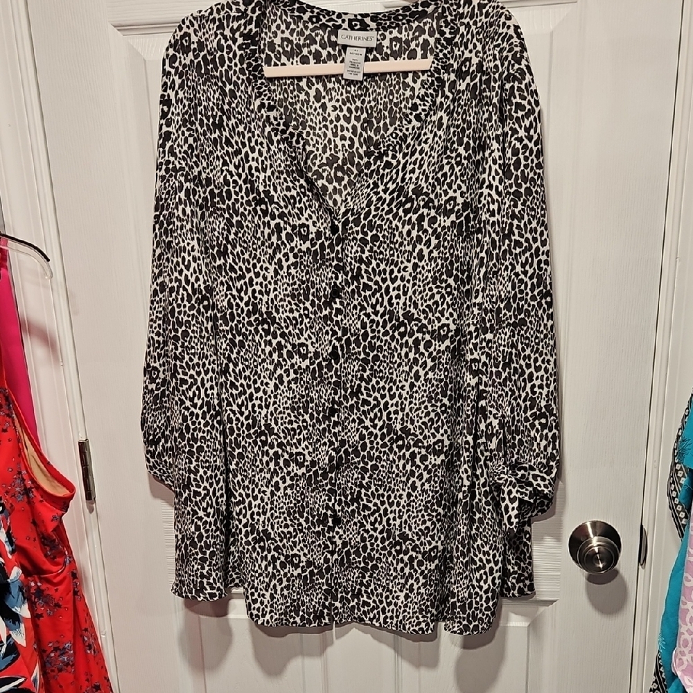 Catherines Monochrome Animal Print Blouse